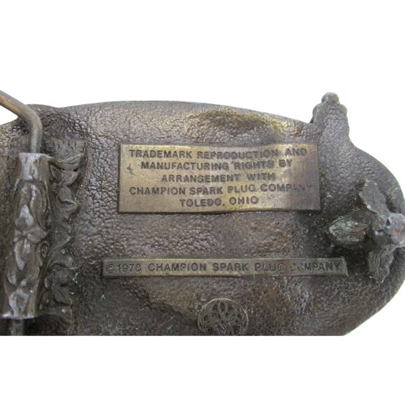 Champion Spark Plug Belt Buckle Winning Since 1921 Auto Racing 1978 Vintage - Picture 3 of 4